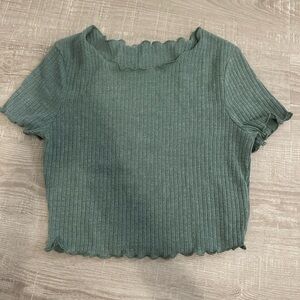 Green Ribbed Crop T-Shirt size medium